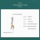 BISAER Animal Giraffe Dangle Charm 925 Sterling Silver Enamel CZ Beads Pendant DIY Original Bracelets Necklace Jewelry EFC258