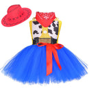 Toy Woody Jessie Cowgirl Girls Tutu Dress with Hat Scarf Set Outfit Fancy Tulle Girl Birthday Party Dress Kids Halloween Costume