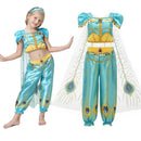 Movie Girls Kid Summer Jasmine Princess Dance Dress Children Aladdin Halloween Party Performance Costume Top Skirt Pant Set