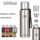 Eco-Friendly Insulated 1500ml Vacuum Flasks Large Capacity Thermals Cup Portable Rope Thermos Water Bottle With Tea Infuser