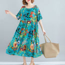 Oversized Floral Print Cotton Casual Woman Dress Summer Flower Boho Beach Dress for Women Loose Long Ladies Dresses 2021
