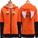 Animal Fox Ear Cosplay Costumes Hoodie Coat Warm Orange Sweatshirt Unisex Hoodies