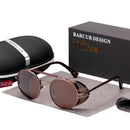 BARCUR Round Polarized Sunglasses Gothic Steampunk Sunglasses Men Women Vintage Shades UV400