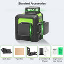 Huepar 12 Lines 3D Cross Line Laser Level Green Laser Beam Line Self-Leveling 360 Vertical & Horizontal Cross Super Powerful