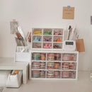 MINKYS Kawaii White/Pink 9 Grid ABS Drawer Desktop Organizer Desk Storage Box Free Sticker School Stationery Accessories