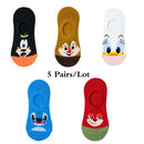 5 Pairs/Lot women socks Casual Korea cartoon animal socks Cotton Cute girl funny mouse duck ankle socks size 35-41 dropshipping