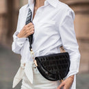 NIGEDU Women Crossbody Bag Fashion Crocodile Semicircle Saddle Bags PU Leather Shoulder Bags for female Handbags designer bolsas