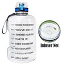 QuiFit 128oz 73oz 43oz 1 Gallon Water Bottle With Time Markings Filter Net Fruit Infuse BPA Free Motivational Sports Drink Jug