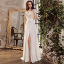 Jiayigong 幻影婚纱 Vestido De Noiva 长袖深V领侧开衩雪纺波西米亚风婚纱 Robe De Mariage