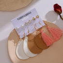 2020 Vintage Women Drop Earrings Set Bohemia Acrylic Tassel Pearl Alloy Long Pendant Earrings Geometric Jewelry Party Gift