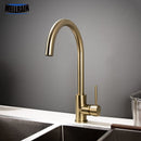 Kitchen Water Tap Brushed Gold & Black Kitchen Faucet Single Handle Rotation Classical Sink Water Mixer