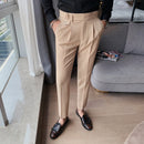 Pantalon Homme British Style Business Formal Wear Suit Pants Men Clothing Solid Slim Fit Casual Office Straight Trousers 5Colors