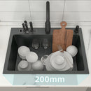 304 Stainless Steel Topmount Kitchen Sink With Knife-Holder Multifunction Single Bowl Dark-Gray Wash Basin For Kitchen Fixture
