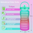 Quifit加仑2升吸管水壶 3.8和2升大容量Tritan材质 不含BPA 励志标语 时间刻度 2000毫升水壶