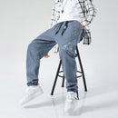 Plus Size Jeans Men Loose Joggers Streetwear Harem Jeans Cargo Pants Ankle-Length Denim Trousers
