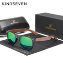 KINGSEVEN 新黑胡桃木偏光太阳镜 男士眼镜 手工制作 UV400 防护复古木盒