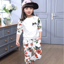 冬季女童服装套装 花卉图案女婴服饰 棉质儿童运动服 卫衣+长裤 圣诞服装
