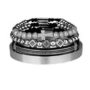 4pcs/Set Hot Men Steel Carving Spanish Scripture Bangle Micro Zircon Cross Bracelet Pulseira Bileklik Luxury Handmade Jewelry