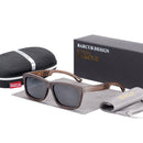 BARCUR Square Sunglasses Bamboo Women Brown Wood Sun glasses Men Polarized Vintage oculos de sol lunette de soleil femme
