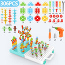 Kids Drill Screw Nut Puzzles Toys Pretend Play Tool Drill Disassembly Assembly Children Drill 3D Puzzle Toys For Boy