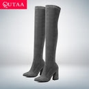 QUTAA 2021 Women Over The Knee High Boots Fashion All Match Pointed Toe Winter Shoes Elegant All Match Women Boots Size 34-43