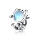 WOSTU Cute Cat Charms 925 Sterling Silver Animal Pussy Zirconia Beads Fit Original Bracelet Pendant DIY Necklace Jewelry