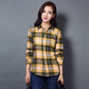 S-4XL Women Cotton Shirt Spring Autumn Winter 2022 New Casual Long-sleeve Brushed Plaid Stripe Shirts Girl's Tops Blouse Female
