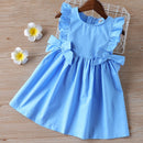 Humor Bear  Summer New  Sleeveless Cute Girl Dress Toddler Kid Princess Party Dress Print Back Bow Baby Kids Clothes