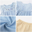 2023年夏季连衣裙女婴服装套装纯棉家居服，15色短袖独角兽婴儿服装套装