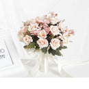 Meldel New Purple White Wedding Bouquet Handmade Artificial Flower Rose Buque Casamento Bridal Bouquet for Wedding Decorations