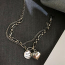 XIYANIKESilver Color Love Letter Heart Double Layer Bracelet Female Unique Design Thai Silver Retro Light Luxury Jewelry