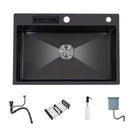 304 Stainless Steel Topmount Kitchen Sink With Knife-Holder Multifunction Single Bowl Dark-Gray Wash Basin For Kitchen Fixture