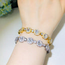 CWWZircons Classic Princess Cut Shiny White Cubic Zirconia Bangle Bracelet for Women Luxury Wedding Party Femme Jewelry CB219