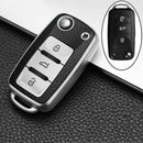 大众汽车POLO Tiguan Passat B5 B6 B7 Golf EOS Scirocco Jetta MK6 Octavia配件皮革+TPU汽车钥匙套