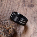 Vnox 12 Horoscope Ring for Men Black Stainless Steel Twisted Wia Insert Tough Man Anel Aries Leo Constellation Wedding Band