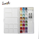 SeamiArt 24Color Glitter Metallic Watercolor Paint Gift Box Set Artist Watercolor Pearl Pigment for Drawing Supplies