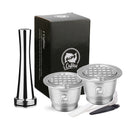 ICafilas  Reusable Coffee Filter for Nespresso  Machine With Tamper Stainless Steel Capsule for Nospresso
