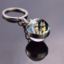 Animals Keychain Cat Dog Bear Peacock Rabbit Squirrel Phoenix Double Side Glass Ball Pendant Keyring