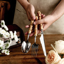 20Pcs 5Pcs Creative Nature Bamboo Cutlery Set 304 Stainless Steel Steak Cutlery Tableware set Spoon and Fork Hign-end Quality
