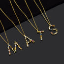 ANDYWEN 925 Sterling Silver 26 Letters Gold Initial  A B Pendant Necklace Thin Long Chain Adjustable Mini P G CZ Jewelry