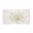 Nishine Soft Stretch Satin Rose Flower Baby Headband Newborn Knot Wide Nylon Headwraps Turban Girls Headwear Kids Photo Props
