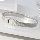 Brand Women Girls Crystal Cuff Charm Bangles Trendy Stainless Steel Belt Design Fashion Wedding Party Bangles Jewelry Gift