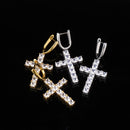 TOPGRILLZ Micro Paved Cross Full Bling Iced Out Earring Cubic Zircon Gold Silver Color Charm Stud Earrings Hip Hop Jewelry