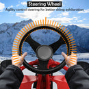 Kids Snow Racer Sled w/ Steering Wheel &amp; Double Brakes Pull Rope Iron Outdoor
