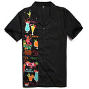 SISHION L-2XL  Men Shirt ST110 Short Sleeve Black Red Rockabilly Cotton Casual Bowling Shirts for Men camisa masculina