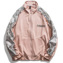 High Street Jacket Men Cashew Letter Print Reflective Windbreaker jacket Spring 2021 Patchwork Men's Bomber Jacket Couples