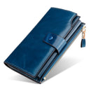 KANGAROO KINGDOM Vintage Luxury RFID Women Wallets Genuine Leather Long Zipper Clutch Purse Large Capacity Card Holder Wallet