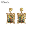 2020 Antique Dangle Earrings Mother of God Virgin Mary Retro Paintings Glass Cabochon Mandala Pendants Jewelry for Women