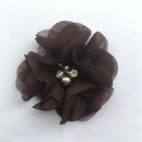 240PCS 5.5cm 2" Pearl Cluster Rhinestone Center Chiffon Hair Flower Hand Sewing Flower Boutique For Baby Headbands