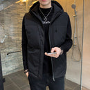 7XL Vest Men Solid Winter Jacket Warm Men's Outerwear Waistcoat Casual Vests Hooded Jacket Man Sleeveless Jackets Plus Size